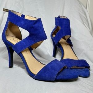 Jessica Simpson Blue Suede Mekos Strappy Heel Open Toe Sandals Size 7